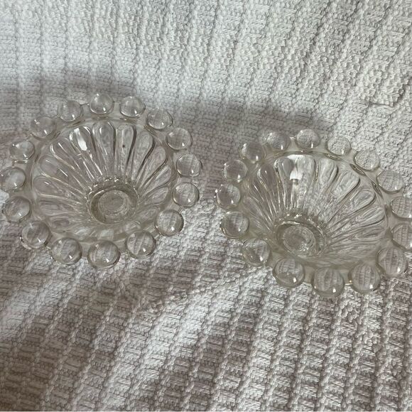 Pair of vintage‎ glass candlestick  holders with retro funky glass - Picture 5 of 6